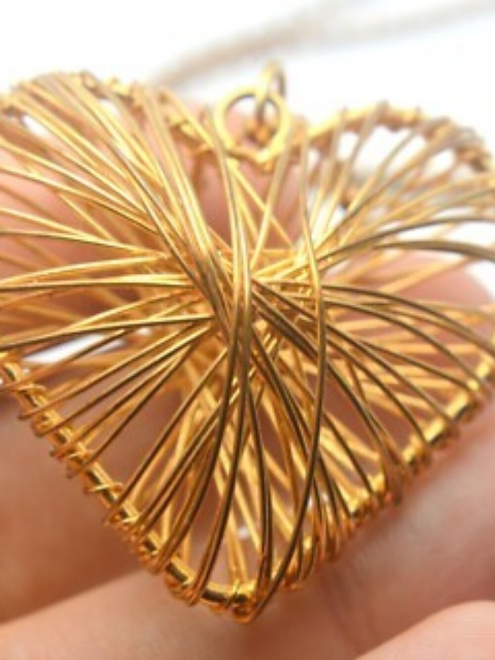 Gold Wire Wrapped Heart Earrings